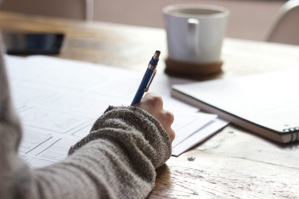 Author writing a book
